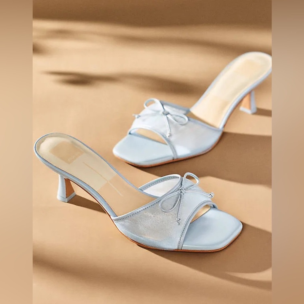 Dolce Vita Light Blue Kitten Heel Slide Sandals